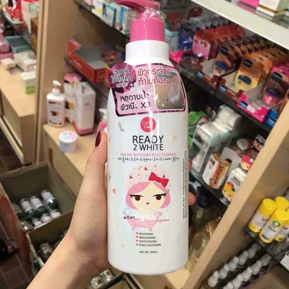 Sữa tắm trắng da Ready 2 white one day whitener Cathy Doll 450ml Thái Lan