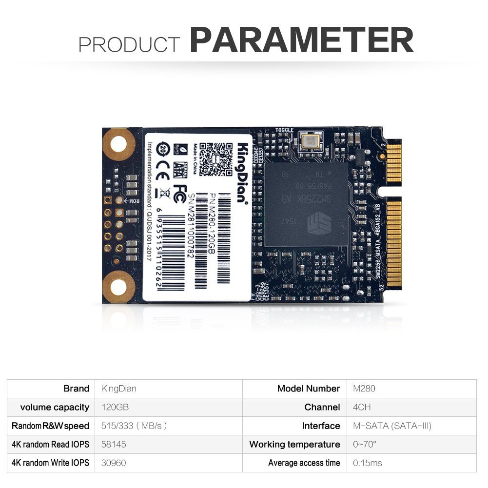 SSD Msata 120GB kingdian M280 mới bảo hành 36 tháng