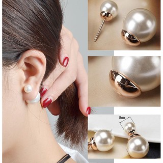 Bông tai hàn quốc, khuyên tai giá rẻ đôi hạt tròn KT025M38