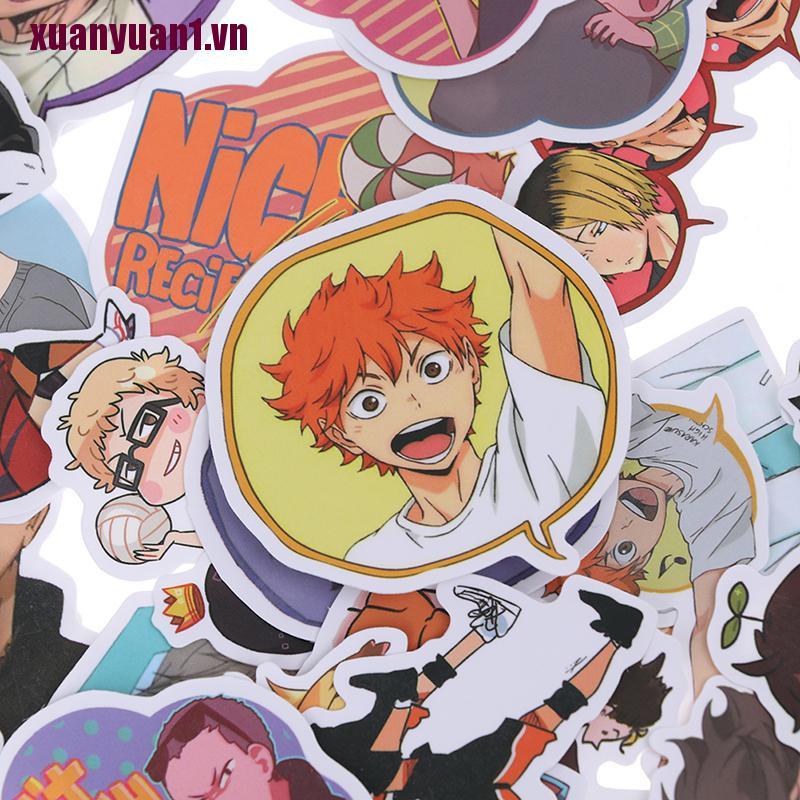 [xuanyuan1] 50 Miếng Dán Anime Haikyuu PVC Cho Hành Lý Laptop Ván Trượt DIY