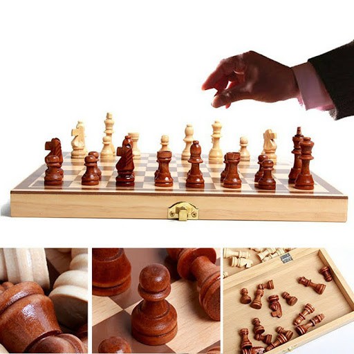 [Mã LIFE2804ALL giảm 10% đơn 50K] Bàn cờ vua bằng gỗ sang trọng gọn nhẹ 29x28cm - Đồ chơi thông minh cho bé