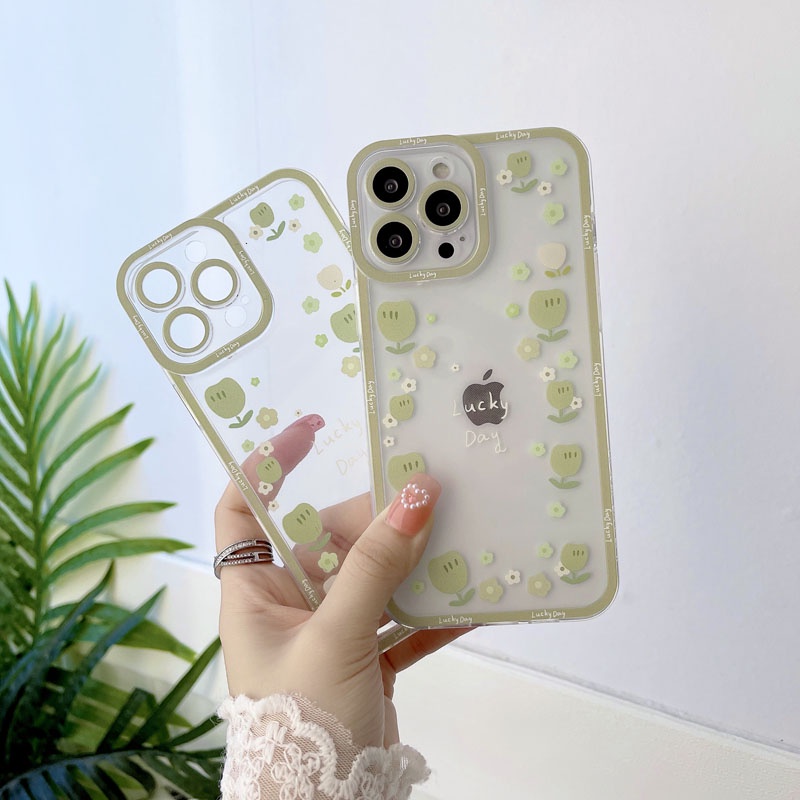 Ốp Điện Thoại TPU Silicon Mềm Chống Sốc Chống Bụi Họa Tiết Hoa Cho iPhone11 12 Pro Max 7 8 Plus X 13 XR XSMAX