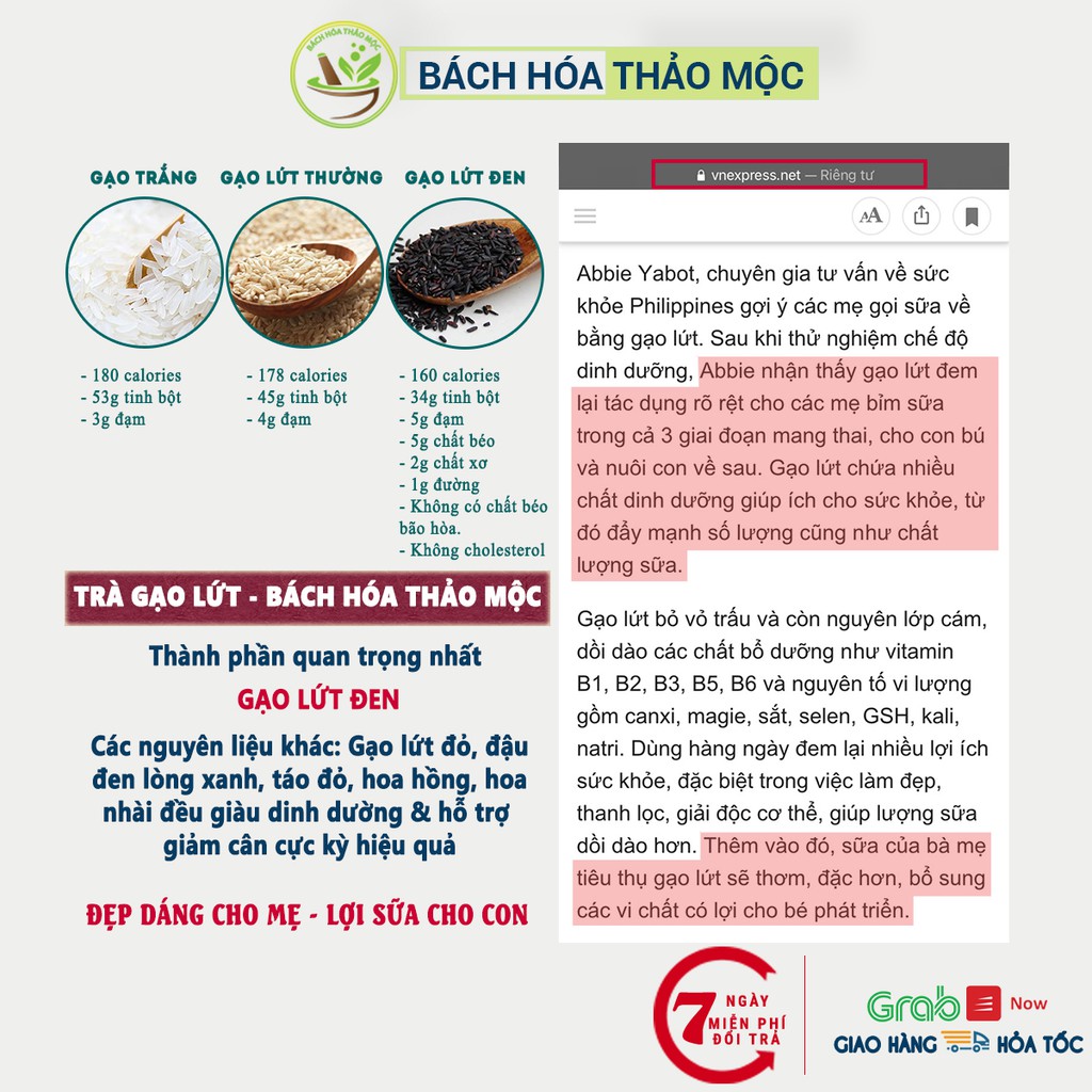 [Tặng 10 túi lọc] Trà Gạo Lứt Đen Đẹp Dáng Cho Mẹ Lợi Sữa Cho Con. 8 Nguyên Liệu Rất Tốt Cho Sức Khỏe. Hộp 600Gr