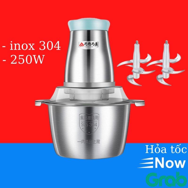 Máy xay thịt chính hãng 2 lít inox 304QIAO MA| Máy xay thịt đa năng chính hãng inox 3 lít, thực phẩm gia vị