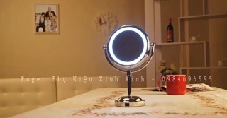 Gương trang điểm 2 mặt có đèn LED