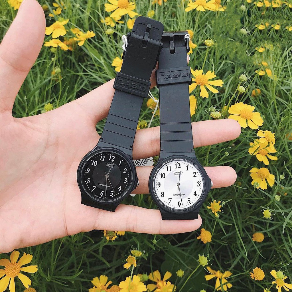 Đồng hồ nam nữ Casio chính hãng mặt tròn chống nước 3ATM, dây nhựa - đồng hồ MQ24