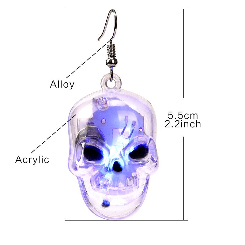 1 Đôi Bông Tai Hợp Kim Có Đèn LED Phát Sáng Phong Cách Halloween