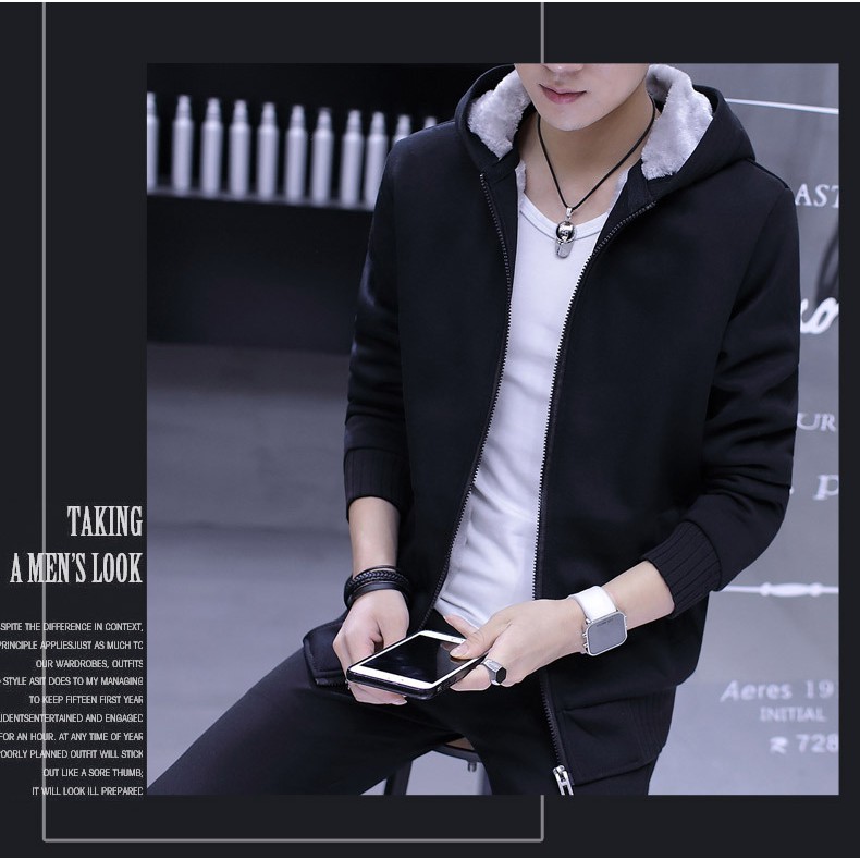 Áo khoác nam AN04 - Áo khoác nỉ nam lót lông dày cao cấp có mũ kiểu dáng Hoodie độc đáo cá tính | BigBuy360 - bigbuy360.vn