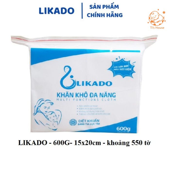 Khăn vải khô đa năng cho bé LIKADO 600g - 300g kích thước 15 x 20