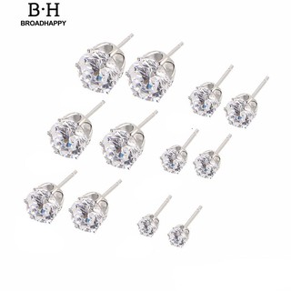 Set 6 đôi bông tai đính đá zirconia tròn sang trọng và hợp thời trang