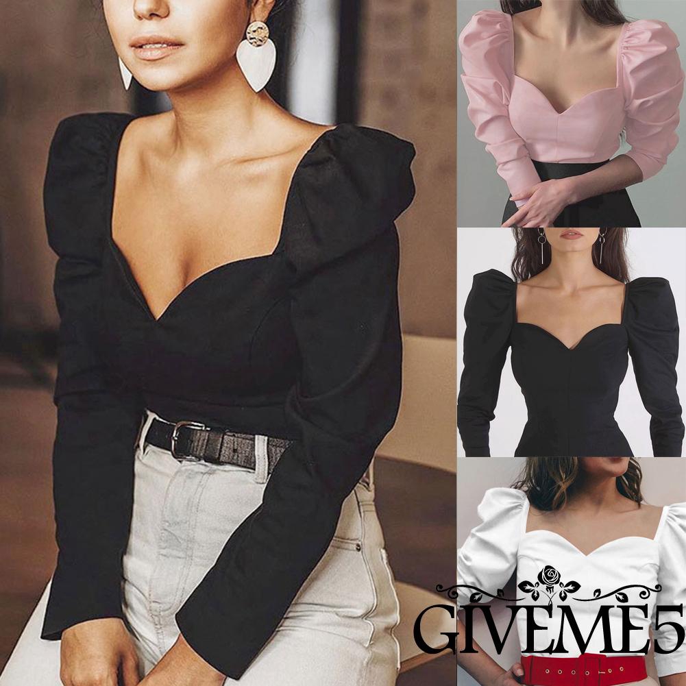 Áo thun nữ tay phồng thời trang quyến rũ