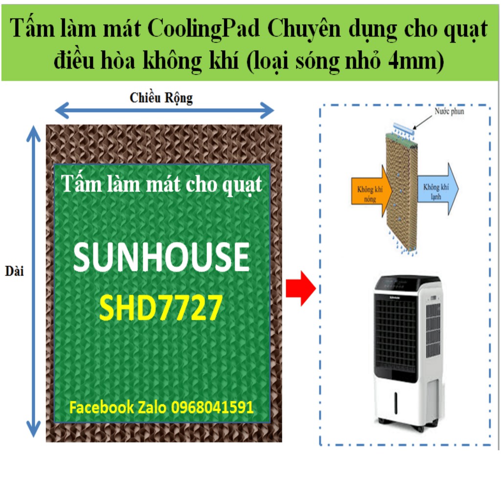 Bộ 3 tấm làm mát Cooling pad cho quạt điều hòa SUNHOUSE DHD 7727