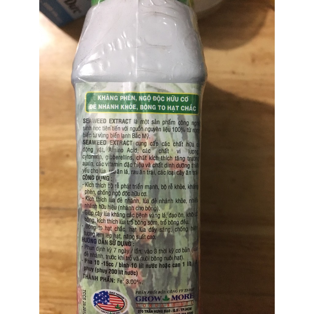 Phân bón lá chiết xuất từ rong biển USA SEAWEED EXTRACT chai 500ml