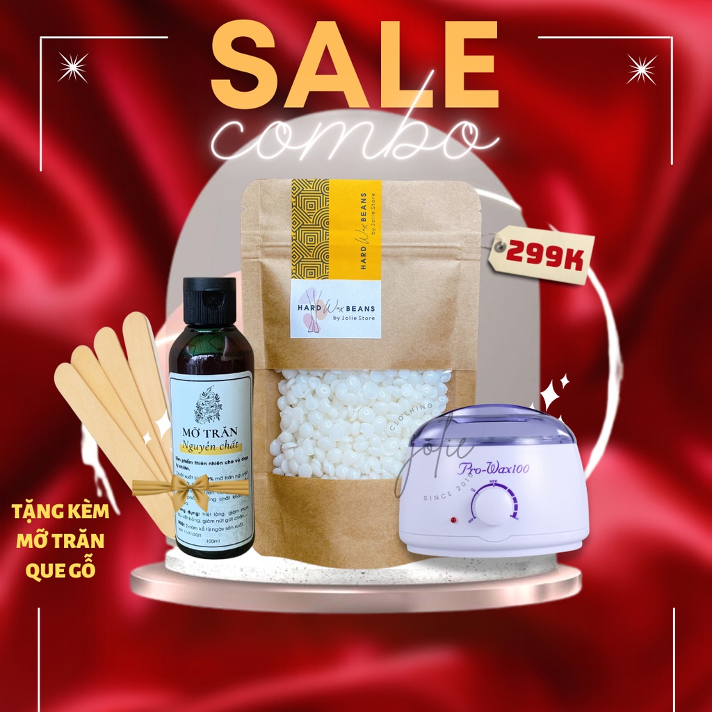 Combo triệt lông sáp wax nóng wax lông, nồi nấu sáp pro wax 100 tặng kèm mỡ trăn nguyên chất