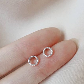 Khuyên tai nụ mạ bạc S925 hình tròn xoắn rỗng