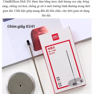 [Chính hãng] [Ảnh thật] [Có sẵn] CẮM HÓA ĐƠN INOX DELI 0241 _ VPP ABC VINA