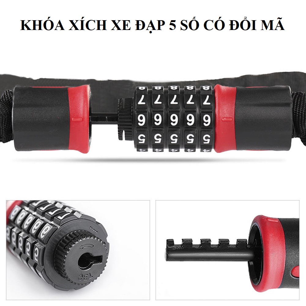 Khóa xích xe đạp bọc vải dù chống trộm