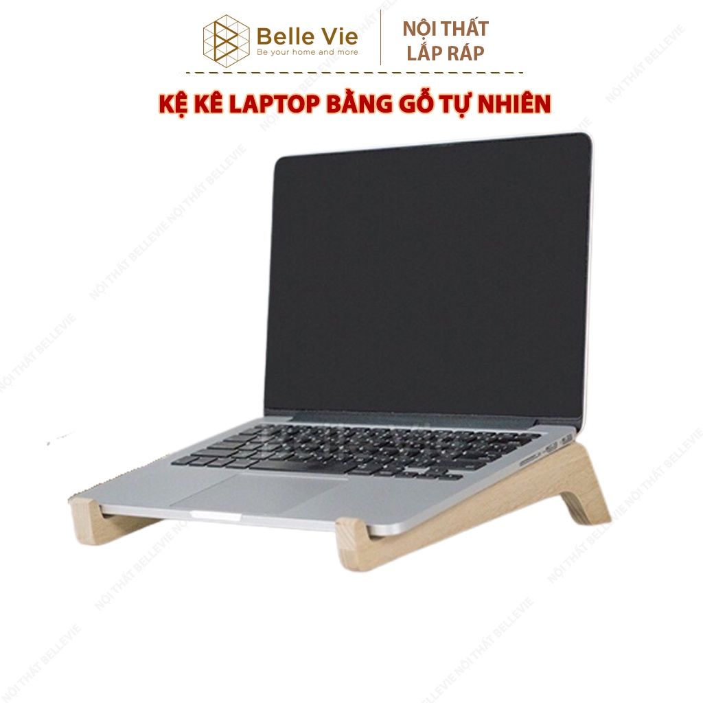 Kệ Để Laptop BELLEVIE Giá Đỡ Laptop, Đỡ Macbook Laptop Để Bàn Chất Liệu Gỗ Tần Bì Cao Cấp