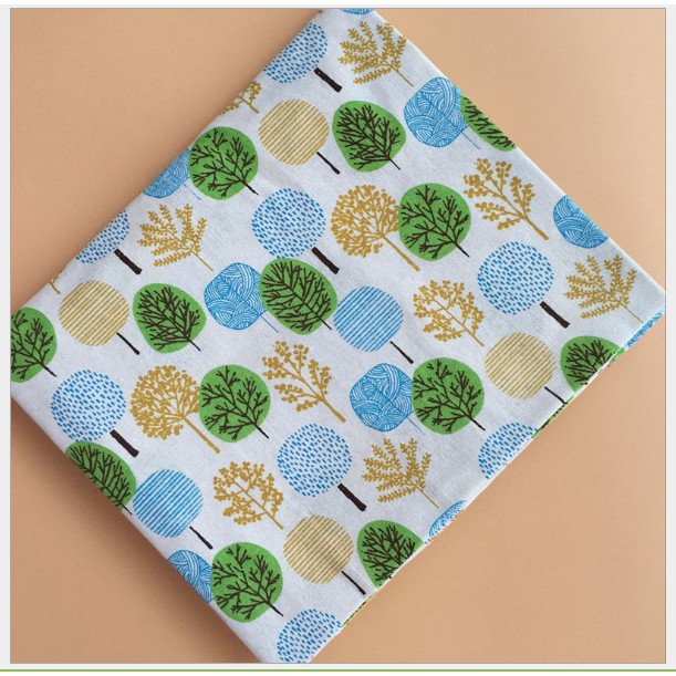 Vải Bố Vải Canvas Decor Trang Trí May Rèm, Màn Cửa Sổ, Khăn Bàn, Khăn Picnic, Phông Chụp Ảnh Họa Tiết Cây Nhiều Màu