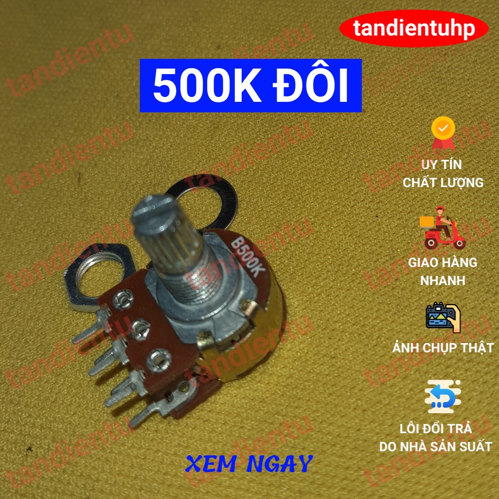 5 CHIẾC CHIẾT ÁP, BIẾN TRỞ   ĐÔI - KÉP 15MM KÈM ỐC VẶN VÀ LÓT : 1K, 2K, 5K, 10K, 20K, 50K, 100K, 250K, 500K