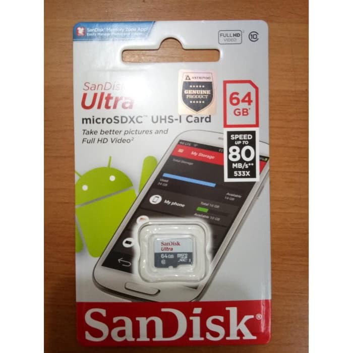 Thẻ Nhớ Micro SD Hiệu Sandisk 64gb