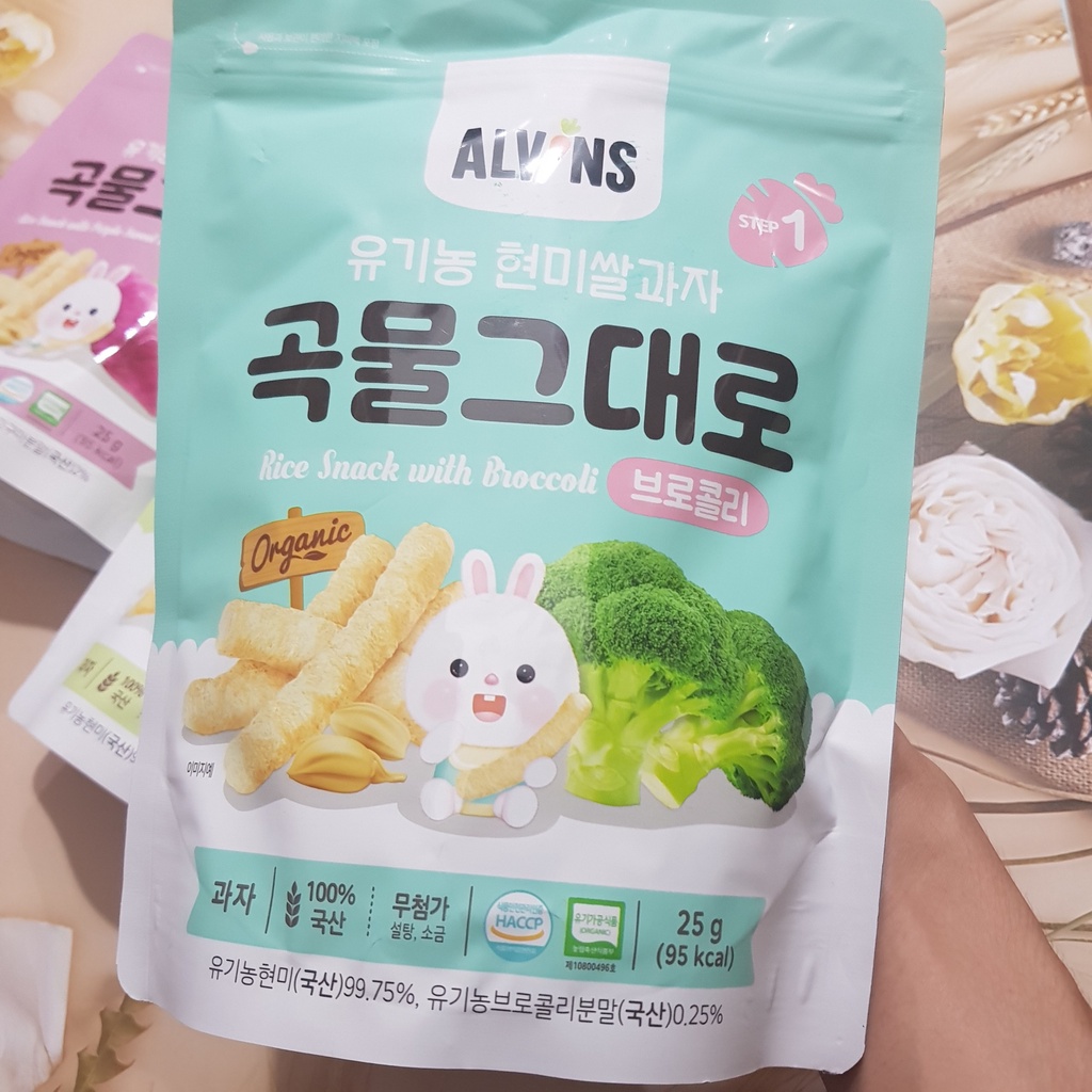 Bánh gạo lứt hữu cơ Alvins Hàn Quốc cho bé ăn dặm