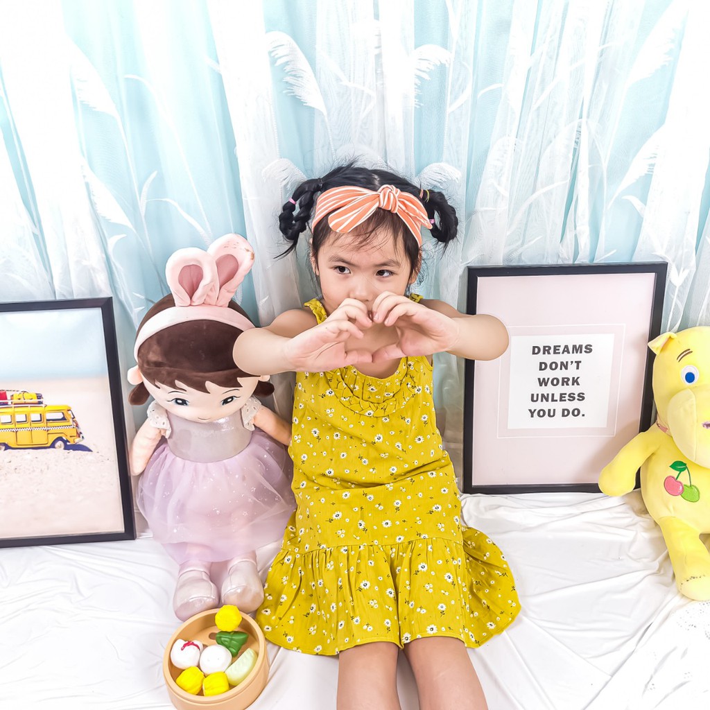 váy xinh cho bé gái 1-7 tuổi, chất đũi hoa, phong cách hàn quốc, MAMI KID