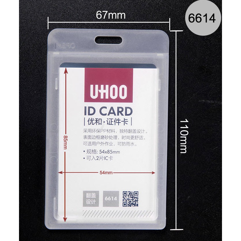 Thẻ đeo bảng tên nhân viên văn phòng nhựa trong suốt cao cấp màu pastel Dọc và Ngang uhoo 6613 - 6614