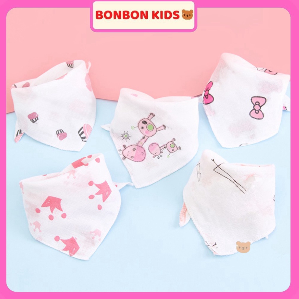 Set 5 Khăn Yếm Tam Giác Xô 2 Lớp Có Cúc Bấm Cho Bé  BONBON KIDS