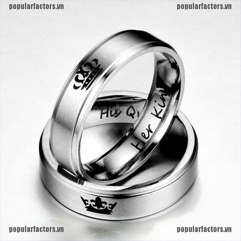 Nhẫn Kim Loại Khắc Chữ His QUEEN / HER KING