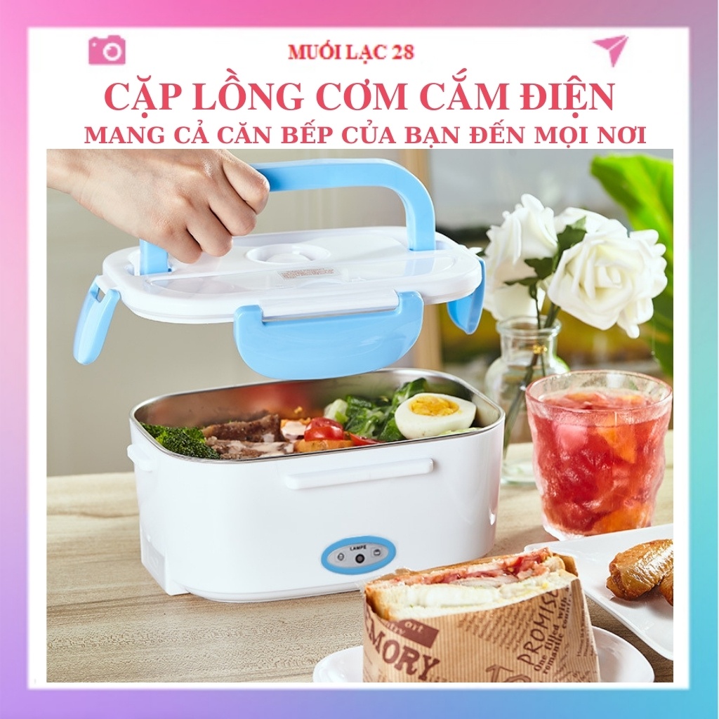 Cặp lồng giữ nhiệt cắm điện ủ cơm 3 ngăn - hộp cơm văn phòng cà mèn cắm điện inox hâm nóng MUL29