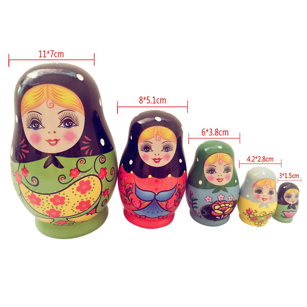 Bộ 5 Búp Bê Nga Matryoshka Bằng Gỗ