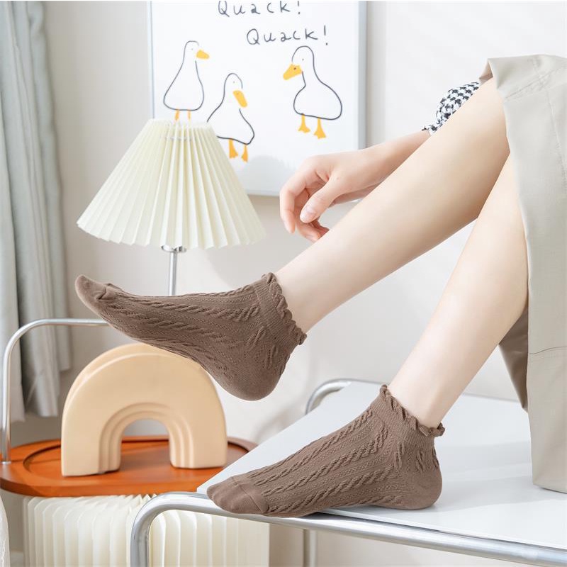 Tất vớ nữ cổ ngắn họa tiết lollita ren nhiều màu sắc