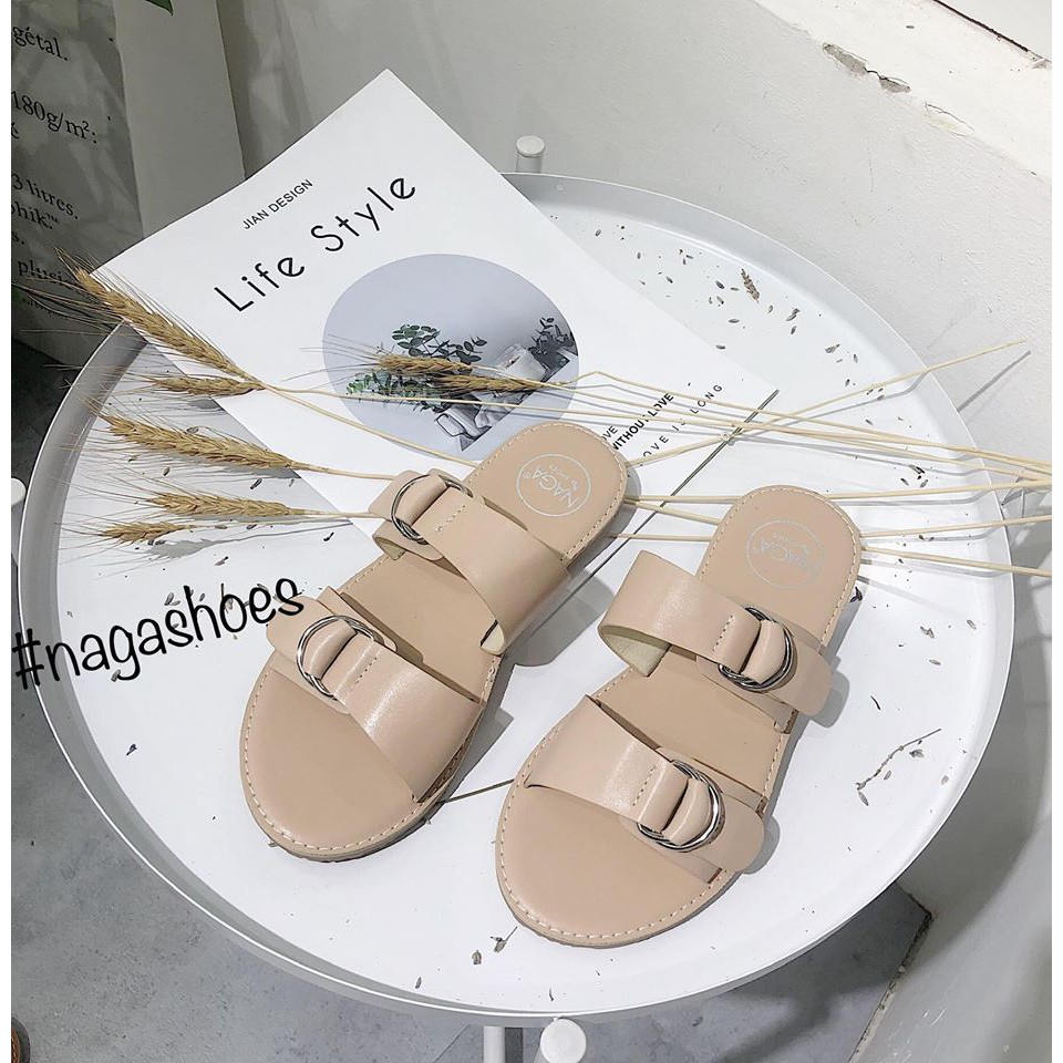 Dép NAGASHOES Mũi Tròn 2 Quai Khóa NAD50