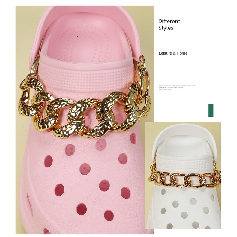 Phụ Kiện Trang Trí Dây Xích Hình Cá Ngựa Màu Vàng Dành Cho Giày Nữ DIY 1 pcs