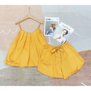 Đồ Ngủ Cao Cấp 🍀 Bộ Hai Dây Lụa Thái Xếp Ly Chất Liệu Mát Lịm MS02