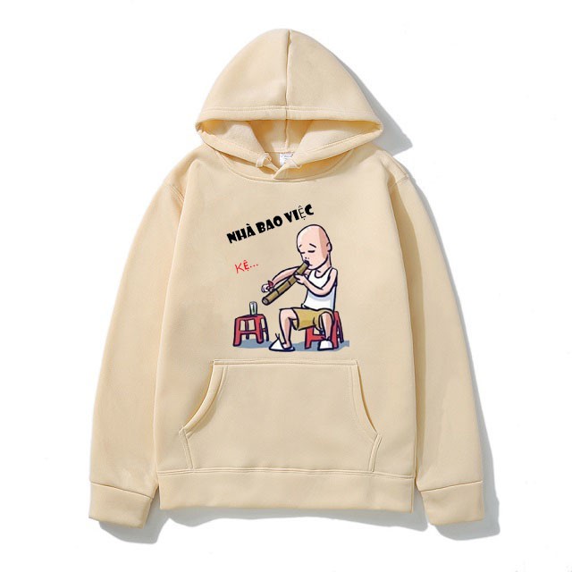 Áo Hoodies Ulzzang Nam Nữ Thu Đông Ấm Áp Chất Nỉ Mềm Mịn Không Nhăn, Không Xù In 3D Cartoon Nhà Bao Việc Xinh Cute