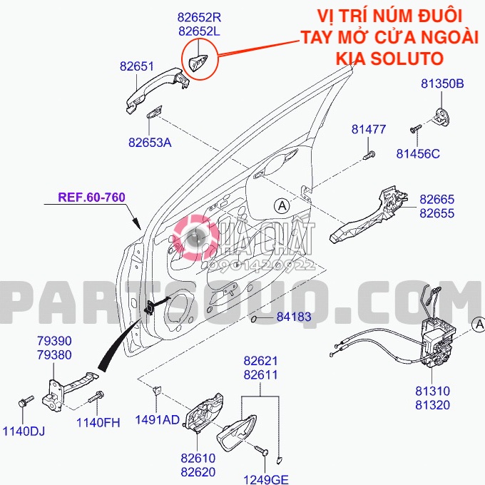 Núm đuôi tay mở cửa ngoài KIA SOLUTO 🚘 Nhập khẩu KIA MOTORS 🎯 Bảo hành 100% là hàng chính hãng