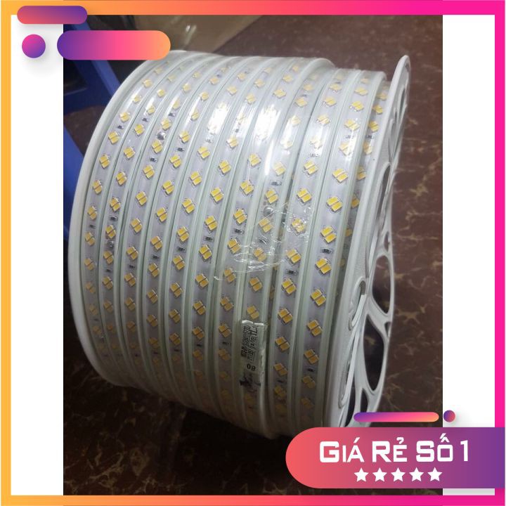 Cuộn Đèn Led Điện 220V 100m Chip 2835 2 Hàng Màu Trắng,Vàng Cuộn Led Trang Trí
