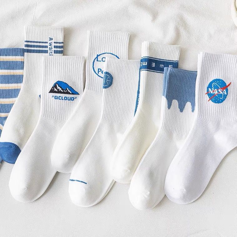 Vớ Thể Thao Cổ Cao Tông Xanh Dương Phong Cách Hàn Quốc Thoải Mái Cho Nam Và Nữ | BigBuy360 - bigbuy360.vn