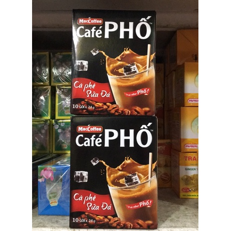 Cà phê Phố Sữa Đá/ Đen Đá hộp 10 gói x 24g