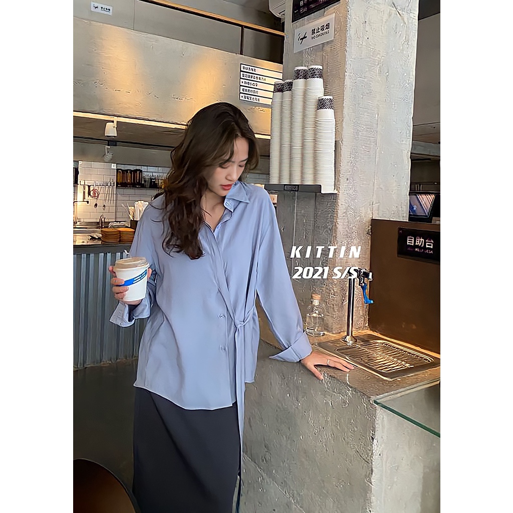 Áo Sơ Mi Lụa Eo Nơ Dài Tay 🦋 Áo Somi Nữ Buộc Eo Trơn 3 Màu 🦋