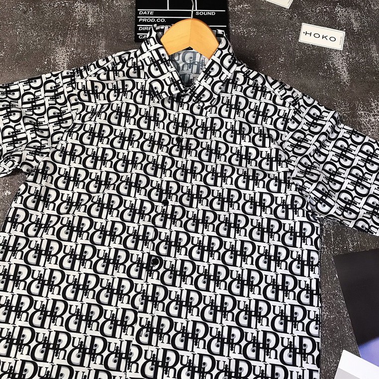 Áo sơ mi Nam Nữ 🔅FULL SIZE🔅 Áo sơ mi 3D cộc tay form rộng họa tiết Dior chất vải mềm mịn, thoáng mát chuẩn size