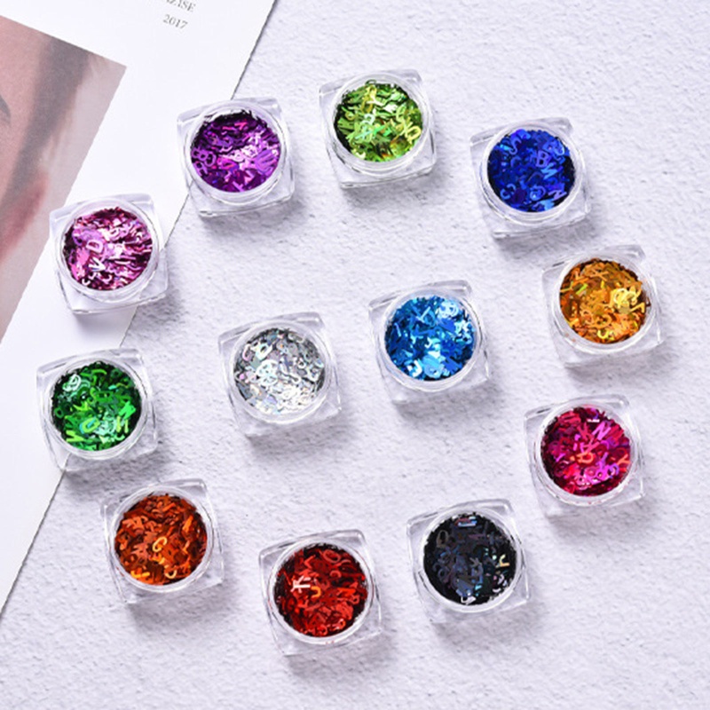 Hộp Kim Tuyến Lấp Lánh In Chữ Trang Trí Móng Tay