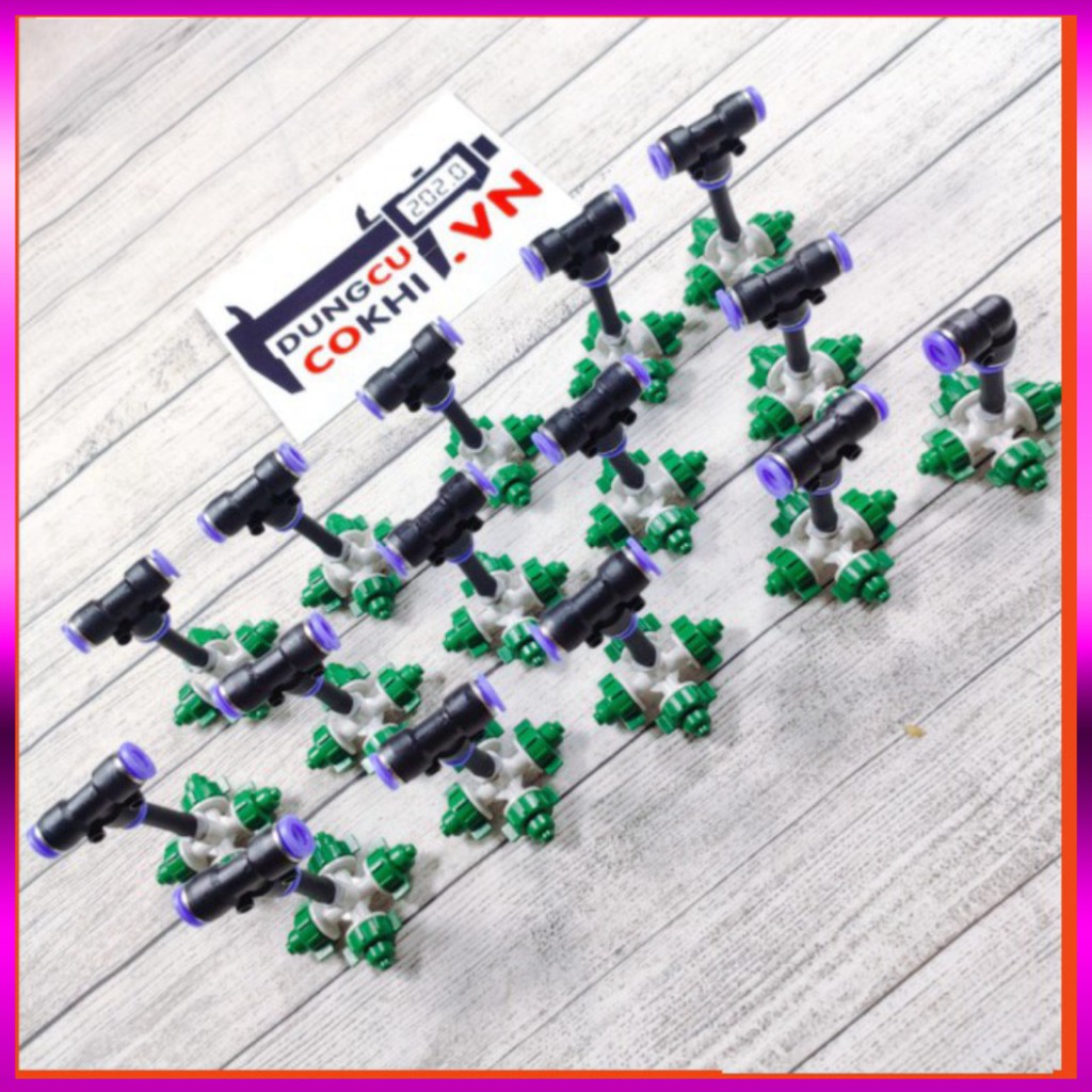 15 Béc phun sương 4 tia, kèm kết nối nhanh ống 8mm dùng tưới cây, tưới lan