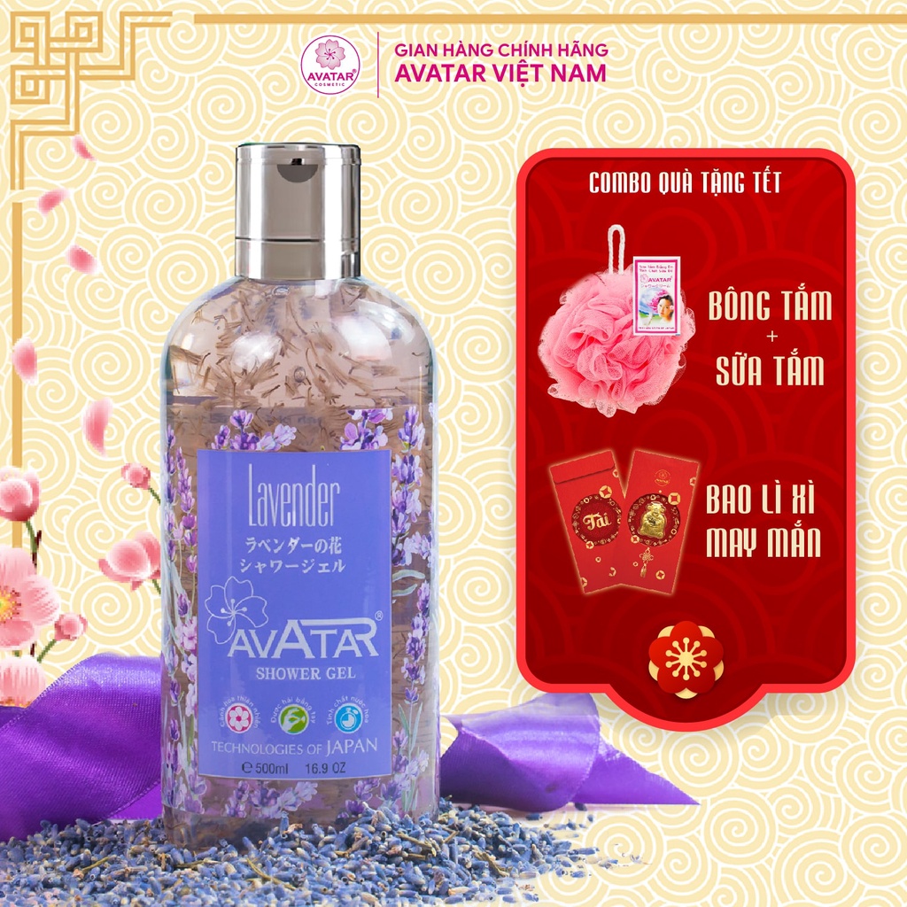 Sữa Tắm Avatar Lavender Hương Hoa Nhật Bản Với Cánh Hoa Thật Lavender 500ml