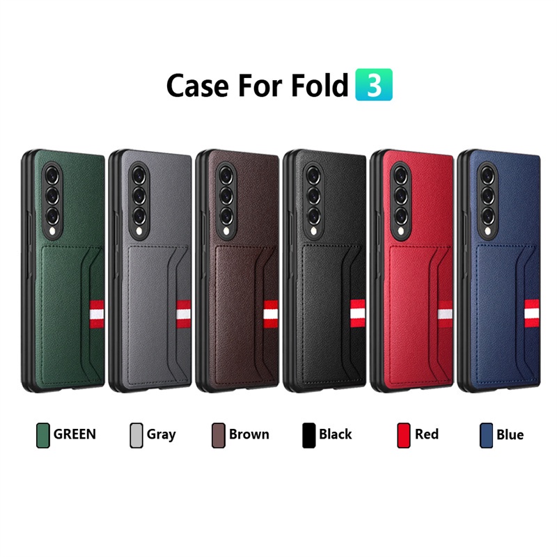 Ốp Điện Thoại Chống Sốc Có Ngăn Đựng Thẻ Hai Mặt Cho Samsung Z Fold 3
