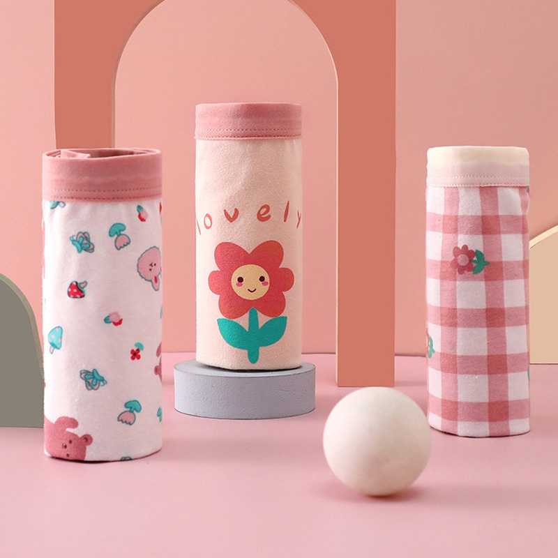 Set 3 Quần Lót Vải Cotton Thoáng Khí In Họa Tiết Tươi Tắn Phong Cách Hàn Quốc Thời Trang Hè Cho Bé Gái