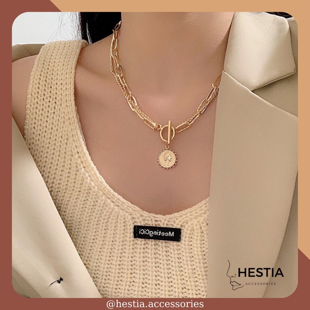 Dây chuyền nữ nhiều lớp mạ s925 màu vàng cá tính Hestia 709