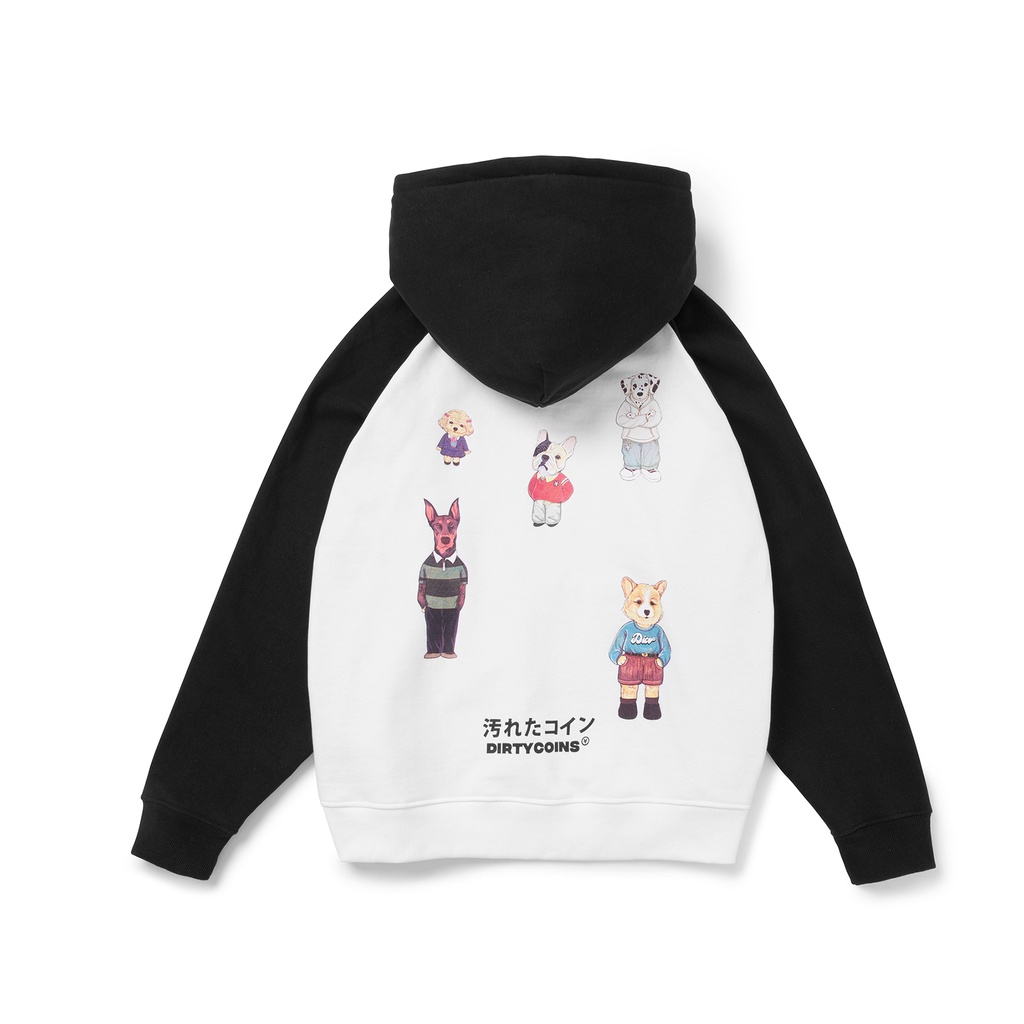 Áo Khoác DirtyCoins Dico Puppies Hangouts Raglan Hoodie - White/Black